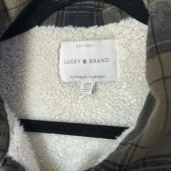 Womens Lucky Brand Green Plaid Button Down Sherpa Lined Jacket Size Medium |D116 - Picture 3 of 4